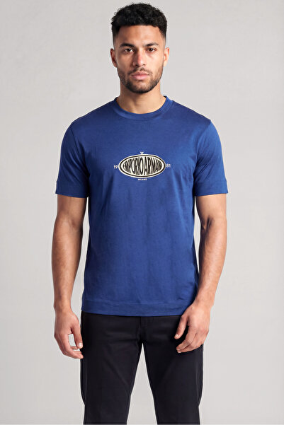 Emporio Armani Men's Regular Fit Round Neck Logo Design Short Sleeve Navy Blu...