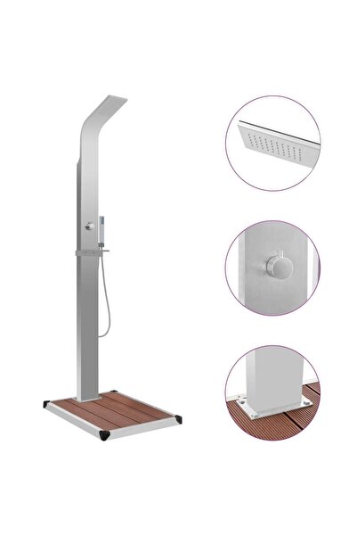 vidaxl Outdoor Shower with Tray WPC Stainless Steel