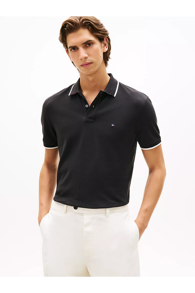 Tommy Hilfiger Ανδρικό μπλουζάκι με κουμπιά, κοντό μανίκι, 100% βαμβακερό, μα...