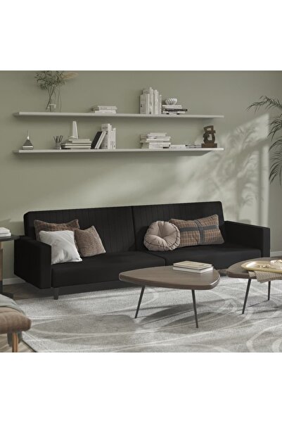 vidaxl 2-Seater Sofa Bed Black Velvet