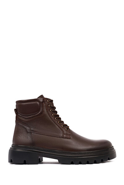 Derimod Men's Brown Zippered Thick Soled Leather Boots 25Wfd702218