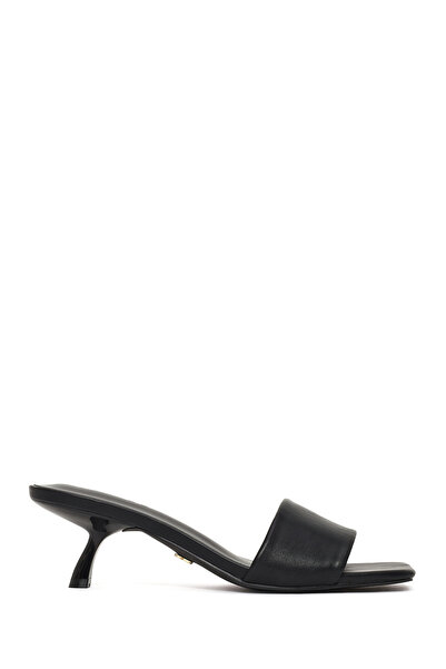 Derimod Γυναικείο Μαύρο Κοντό Λεπτό τακούνι u T Παντόφλες 26SFE450418