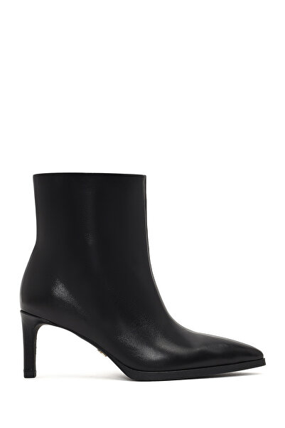 Derimod Women's Black Thin Heeled Leather Boots 25Wfd491418