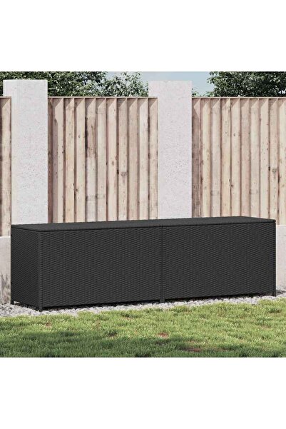 vidaxl Garden Storage Box Poly Rattan 200x50x60 cm Black