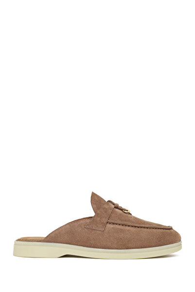 Derimod Γυναικείο Μπεζ Με αγκράφα Σουέτ Δερμάτινο Παντόφλες 26PFD131010