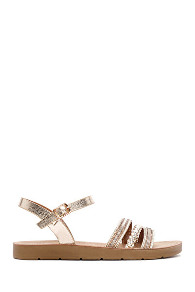 Derimod Γυναικεία χρυσά πέτρινα σανδάλια με λουράκι στον αστράγαλο 26SFE461114