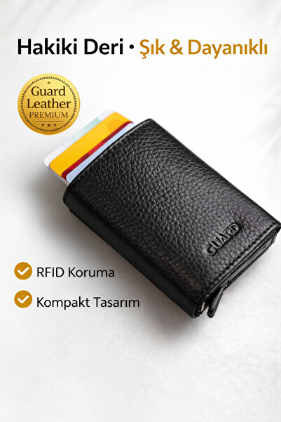 GUARD Siyah Erkek Deri Cüzdan Mekanizmalı