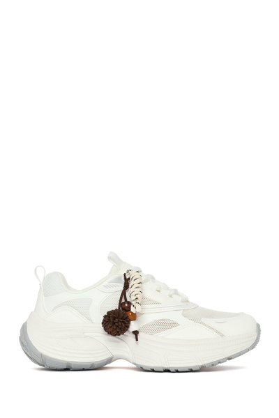 Derimod Γυναικείο λευκό sneaker με κορδόνια και χοντρή σόλα 26PFE495814