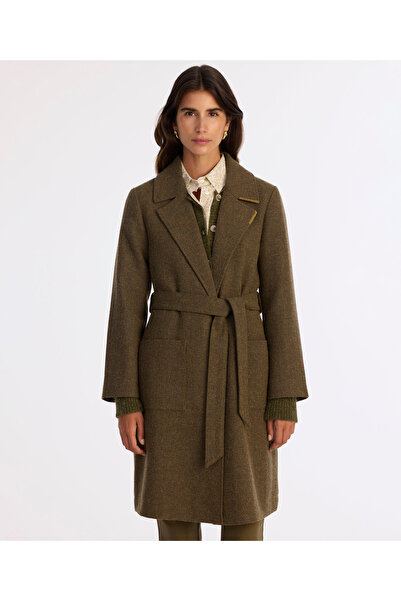 Seam Detailed Belted Long Coat