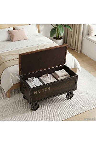 vidaxl Storage Bench Solid Wood and Artificial Leather 80.5x41x50 cm
