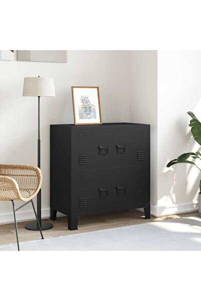 vidaxl Industrial Storage Chest Black 75x40x80 cm Steel