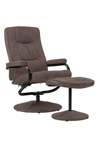 vidaxl TV Armchair with Foot Stool Brown Faux Suede Leather