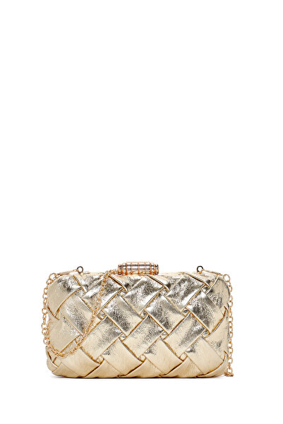 Derimod Γυναικεία τσάντα βραδινού φορέματος με χρυσό λουράκι αλυσίδας και πλε...