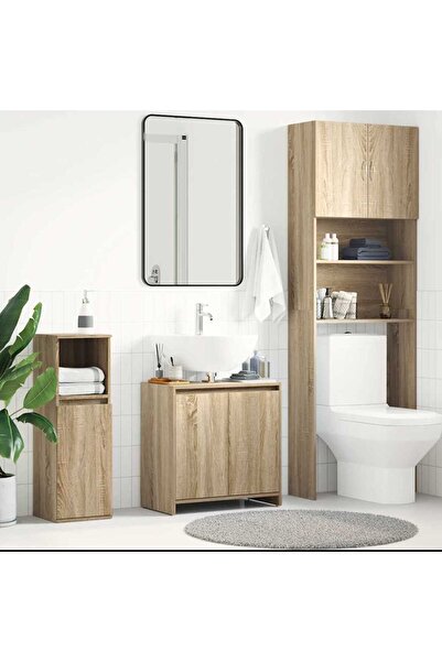 vidaxl خزانة حمام سونوما أوك 60x33x61 سم خشب هندسي