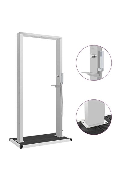 vidaxl Outdoor Shower with Tray WPC Stainless Steel
