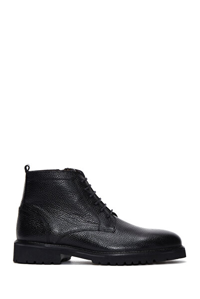 Derimod Men's Black Lace-Up Leather Zippered Casual Boots 25Wfd6014Ft