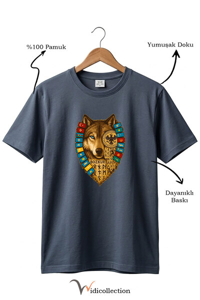 WİDİ Μπλουζάκι Bozkurt Göktürk Alphabet και σημαίες των Τουρκικών Πολιτειών μ...