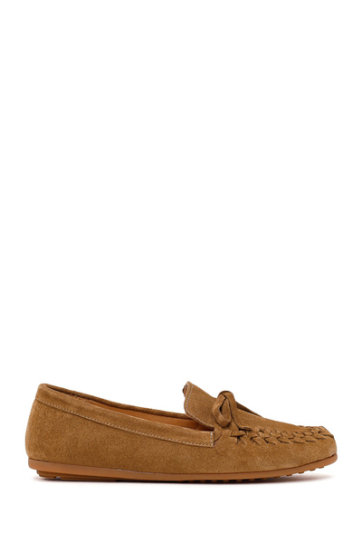 Derimod Γυναικείο δερμάτινο loafer σε καφέ σουέντ 26PFD260510