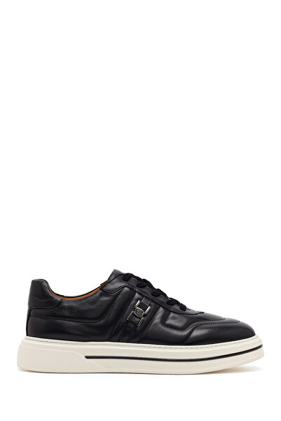 Derimod Men's Black Lace-Up Thick-Sole Leather Sneaker 26Sfd631518