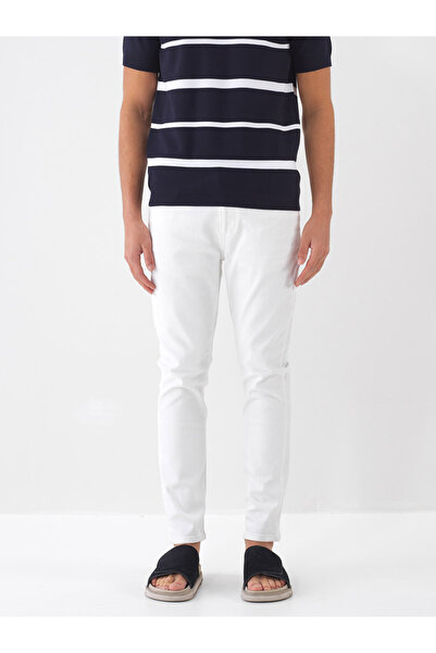 Xint Erkek Beyaz Slim Fit Pamuklu Basic Denim Jeans Pantolon