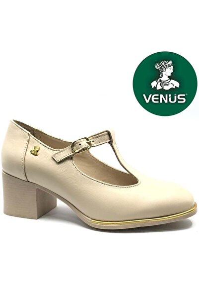 Venüs Belatrix Hakiki Deri Comfort Ortopedik Kadın Klasik Topuklu Ayakkabı BEJ