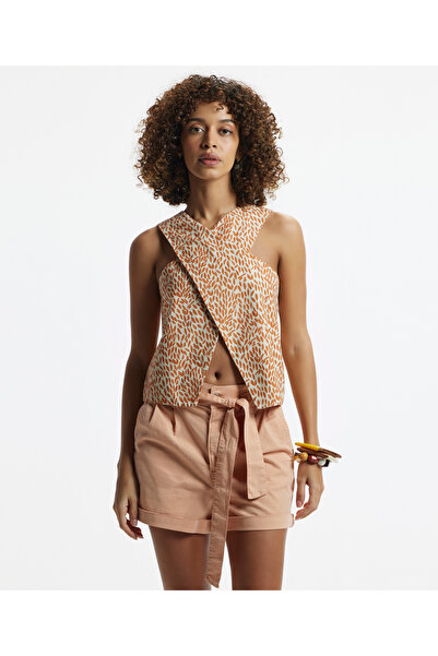 Cross Collar Back Size Elastic Blouse