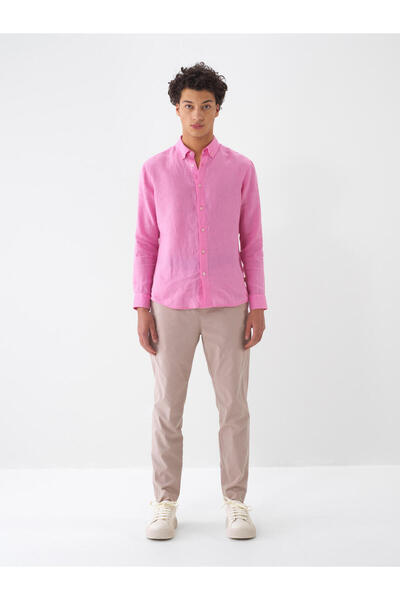 Xint Erkek Pembe %100 Keten Regular Fit Gömlek