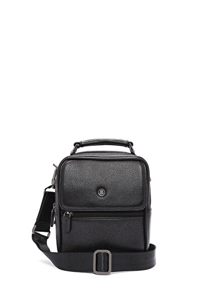 Derimod Men's Black Long Strap Leather Handbag 24Wbd3403Ft