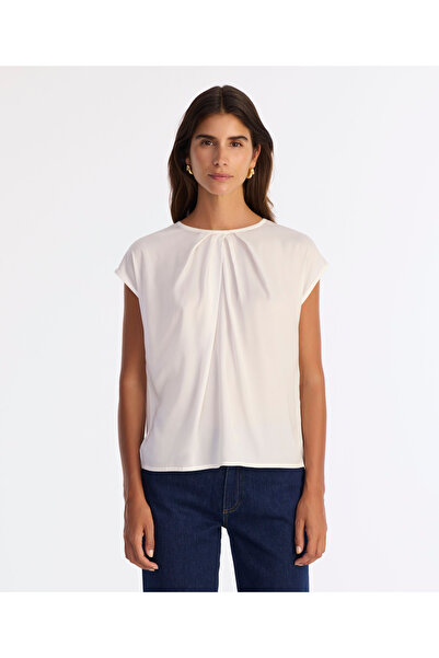 Regular Crew Neck Short Sleeve Blouse