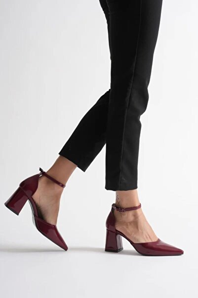 aczagul butik Γυναικεία παπούτσια με τακούνι από λουστρίνι μπορντό TR08MS11H