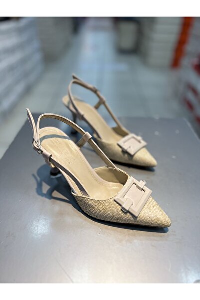 Alphus Γυναικεία παπούτσια με ψάθινο τακούνι με αγκράφα Serrace