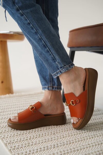 TRENDELLA Παντόφλες από γνήσιο δέρμα πλακάκι TR31MY62F