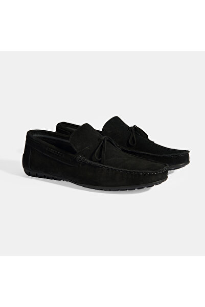 Desa Calandra Siyah Erkek Bağcık Detaylı Slip-On Süet Loafer
