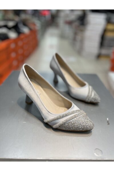 Alphus Κομψά παπούτσια με τακούνι Şah με λεπτό τακούνι από σατέν πέτρα