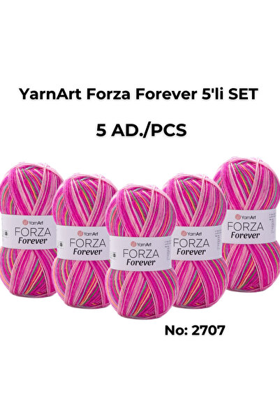 Yarnart FORZA FOREVER - SET DE 5 SĂRMĂ DE TRICOTAT MANUALĂ CU EFECT DE MARMURĂ