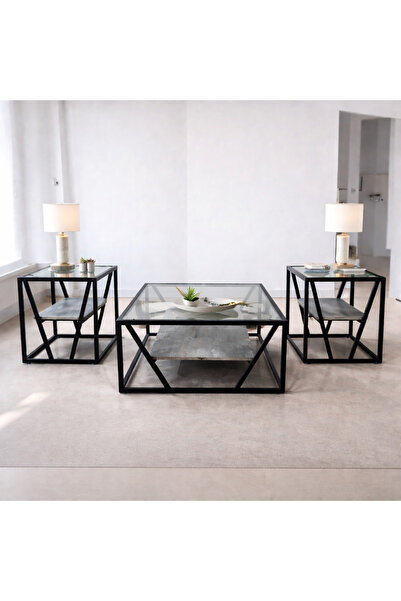 Generic Modern Glass-Top Console Table Set with Sleek Design and Sturdy Metal...