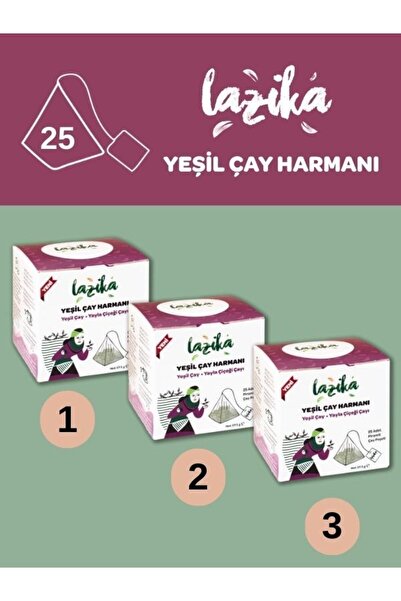 LAZİKA (3'LÜ SET) Yeşil Harman Yayla Çiçeği Çayı (3*37,5 g) 25'li PLA Piramit...