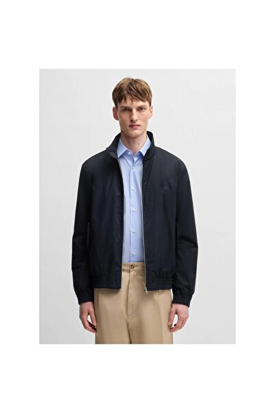 BOSS Duble B monogramlı, pamuk karışımlı mont