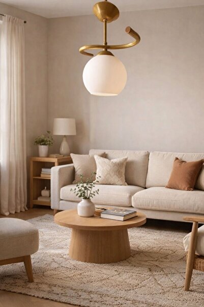 Hestia Gold Case White Glass Single Chandelier