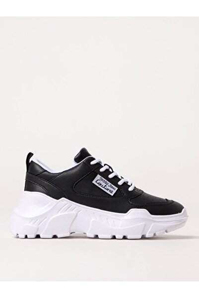 Versace حذاء رياضي أسود مريح للجنسين بنعل سميك ورباط وشعار