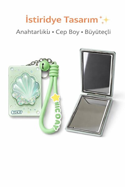 BATBAT İstiridye Makyaj Aynası Sulu Hareketli Deri Kılıflı Katlanabilir Mini ...