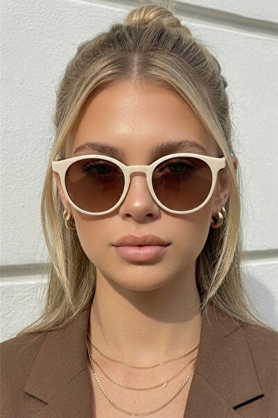 Chunky Frame Tanca Unisex Cream Oval Ultra Light Uv400 Filtered Sunglasses
