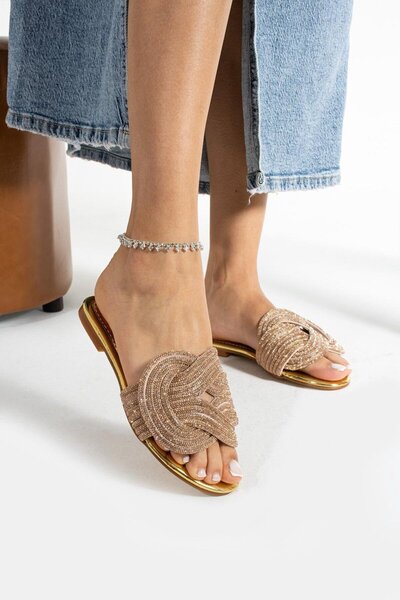 Alphus Γυναικείες φλατ κομψές παντόφλες İzlife Imported Stoned