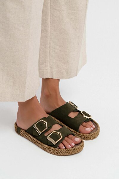 Stilbagshoes شباشب نسائية من كاترينا بتصميم مزدوج الإبزيم باللون الأخضر