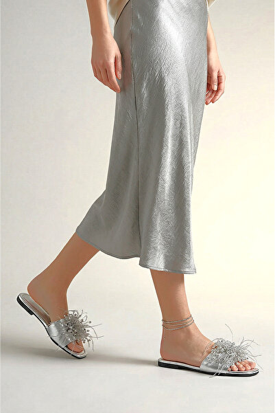 Gökhan Talay Paloma Lame Μεταλλικές Χειροποίητες Γυναικείες Παντόφλες με Λεπτ...