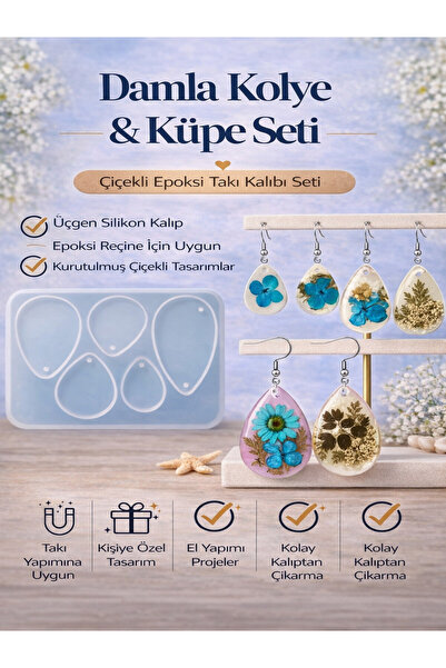 stonechem Epoksi Silikon Damla Kolye Küpe Anahtarlık Kalıbı Çok Amaçlı Takı K...