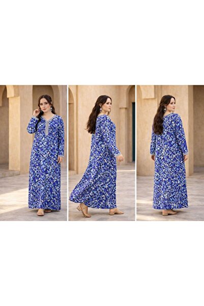 LINELLE Ladies Rayon Jalabiya Dress- Printed Maxi Dresses with Full Sleeves a...