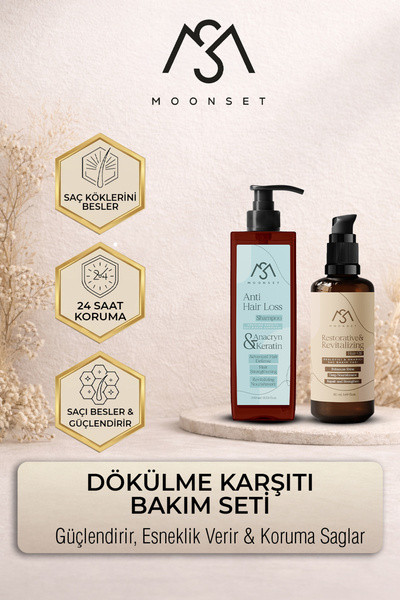 moonset Şampuan Yağ Seti, Dökülme Karşıtı, Parlaklık Veren, Doğal Yağ Içerikl...