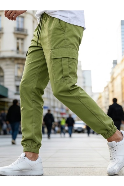 SERAZAT Ανδρικό βαμβακερό παντελόνι Lycra Cargo Pocket Παντελόνι με πλαϊνές τ...