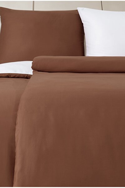 NazeninHome Σετ Παπλωματοθήκη από Σατέν 100% Βαμβάκι Μονόχρωμο Μπεζ - Κρεμ